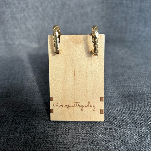 Gold Twist Heart Cuff Hoop Earrings, Unique, Funky - Picture 7 of 16